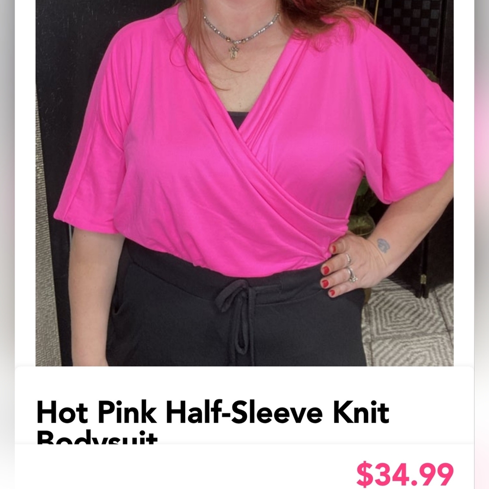 Hot pink half sleeve body suit